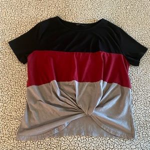 SHEIN Color Block Twist Front Shirt Size Small EUC